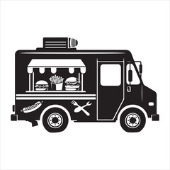 Food truck silhouette on white background
