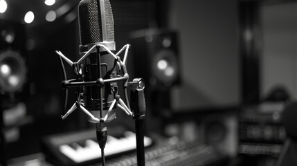 Sudio microphone close up illustratioin generated by ai