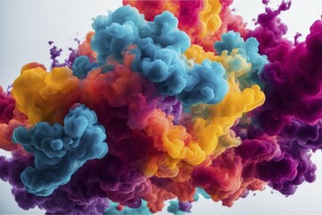 Obraz premium An explosion of colorful paint clouds forming an abstract, vibrant composition, AI generated