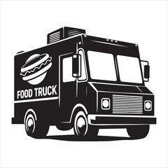 Food truck silhouette on white background
