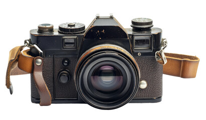 Vintage camera with leather strap and classic design
