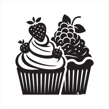 recommend clip art: Cupcakes silhouette on white background
                    