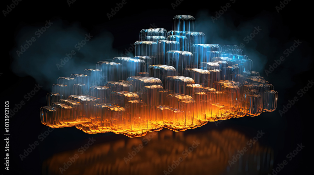 Poster Cloud shaped technology abstraction. Connection and data storage concept.