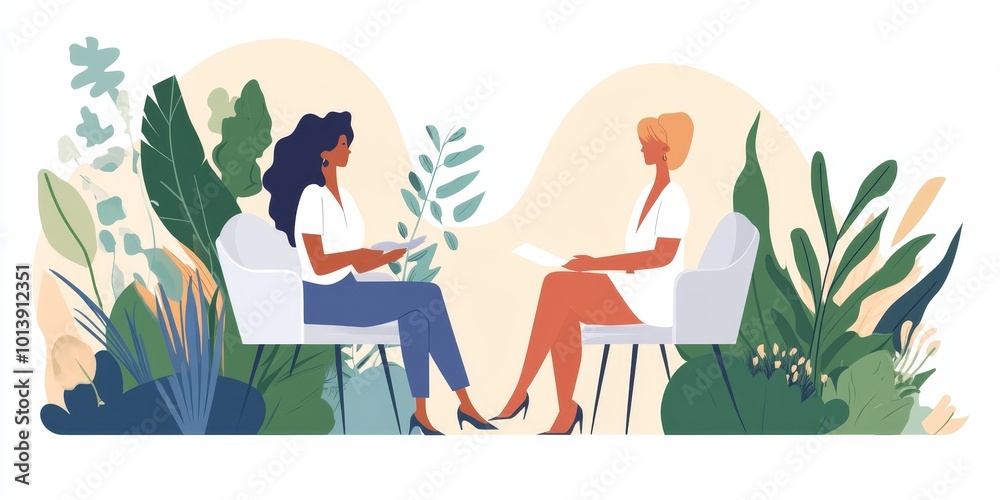 Poster therapist with patient: create an image of a mental health professional conducting a therapy session