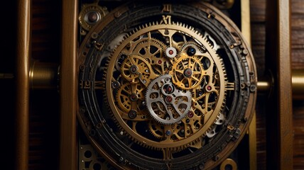 Obraz premium old clock mechanism on the wall