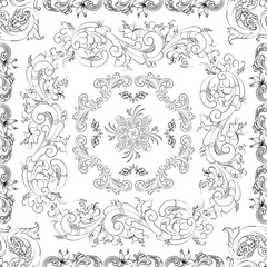 Hand drawn seamless floral pattern on a white background, vector textile template