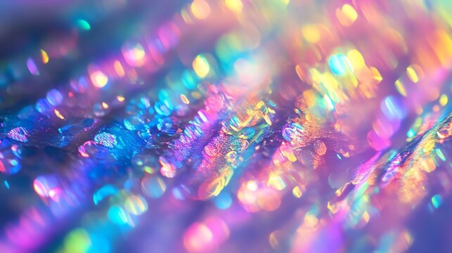 Colorful abstract patterns with vibrant bokeh effect, shimmering lights.