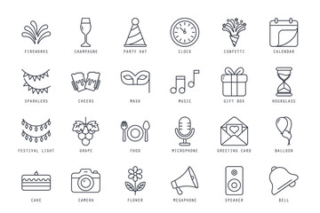 Set of New Year icons vector illustration. icons bundle isolated on white background