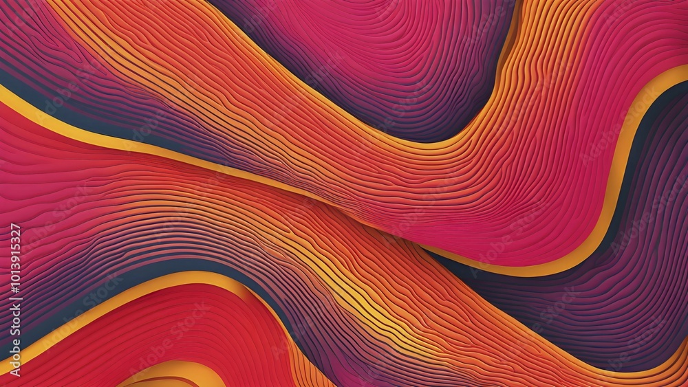 Aufkleber seamless abstract pattern of vector fluid curved lines creating a dynamic ripple effect in vibrant c