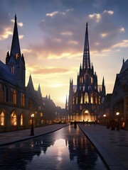 Fototapeta premium AI generated visual journey through a morphing cityscape