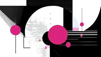 Obraz premium Minimalist illustration abstract geometric shapes with pink color accent suggesting fun and ease, AI generated