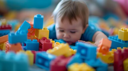 Kids toys blocks constructor illustration generated by ai