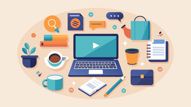 A vibrant illustration of a freelancer’s desk with personal items reflects the freedom and individuality of remote work.