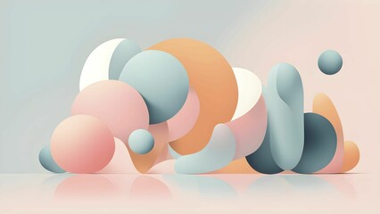 Vibrant minimalist wallpaper illustration in geometric shapes symbolizing fun and ease, AI generated