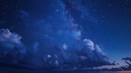 Naklejka premium Night sky with stars and clouds. Ilustration generated by ai