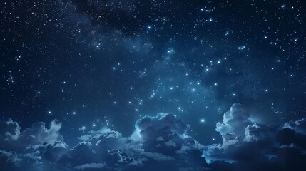 Fototapeta premium Night sky with stars and clouds. Ilustration generated by ai