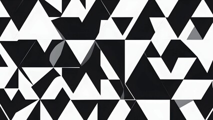 Black and white minimalist wallpaper illustration in geometric shapes symbolizing fun and ease, AI generated