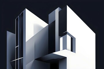 Fototapeta premium Minimalist abstract wallpaper illustration symbolizing architecture in simple geometric shapes, AI generated