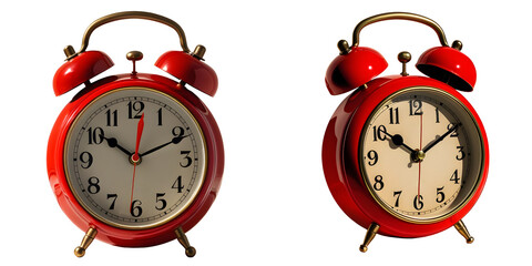 Alarm clock set red isolated