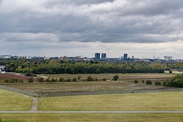 Aerial view of Copenhagen, Denmark on a cloudy day