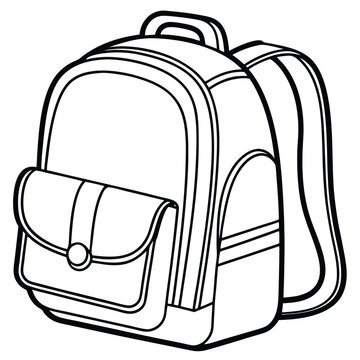recommend clip art: Outline backpack icon, with editable stroke. Schoolbag sign, student knapsack, school satchel. Travel backpack and trip hand luggage, sport knapsack. Hiking rucksack and tourism bag. Vector icon