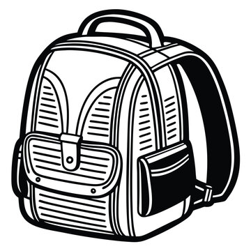 recommend clip art: Outline backpack icon, with editable stroke. Schoolbag sign, student knapsack, school satchel. Travel backpack and trip hand luggage, sport knapsack. Hiking rucksack and tourism bag. Vector icon