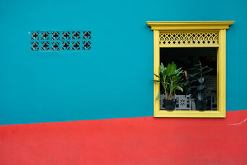 traditional colourful window in guatape, Colombia