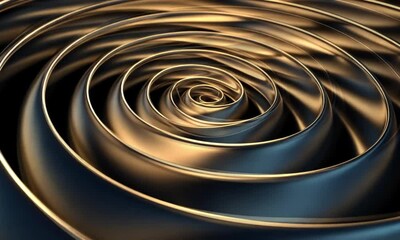 Abstract Metallic Spiral with Golden Highlights - Powered by Adobe