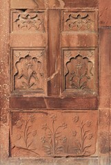Wall decoration, Naubat or Naqqar Khana drum house, Red Fort complex, Old Delhi, Delhi, India, Asia