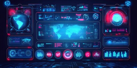 Fototapeta premium Network Monitoring Tools: Depict a computer screen displaying network monitoring software, with alerts and performance metrics.