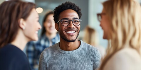 Obraz premium Team-Building Workshop: Create an image of employees participating in a team-building exercise, engaging in activities that foster collaboration and communication.