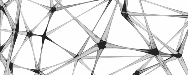 Fototapeta premium Abstract Web of Interconnected Geometric Shapes and Angular Lines in a Minimalistic Black and White Composition