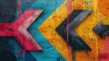 Arrows and direction with dynamic designs, guiding and informative, Digital, Bright hues, Illustration, Pathways