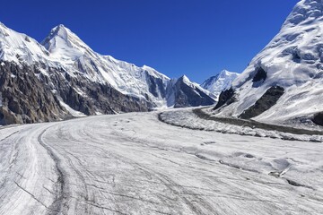 Aerial view over the Central Tian Shan Mountain range, Border of Kyrgyzstan and China, Kyrgyzstan,...