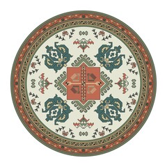 Traditional Georgian round decorative element, isolated vector over white background