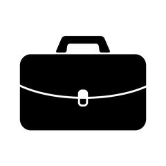 Briefcase icon. Bag, portfolio, diplomat, office case, handbag. Suitcase business icons button, sign, logo. Simple flat style design element. Black symbol isolated on white background.  Vector illustr