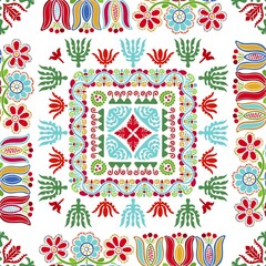 Seamless pattern design inspired by traditional Hungarian embroidery