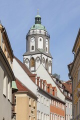 Obraz premium Tower Church of Our Lady church with facades Fleischergasse, Meissen district, Saxony, Germany, Europe