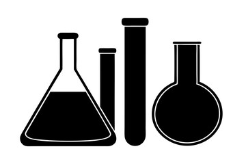 Laboratory Glassware | vector silhouette illustration on white background