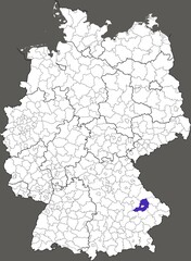 District of Straubing, in Bavaria, location of the district within Germany