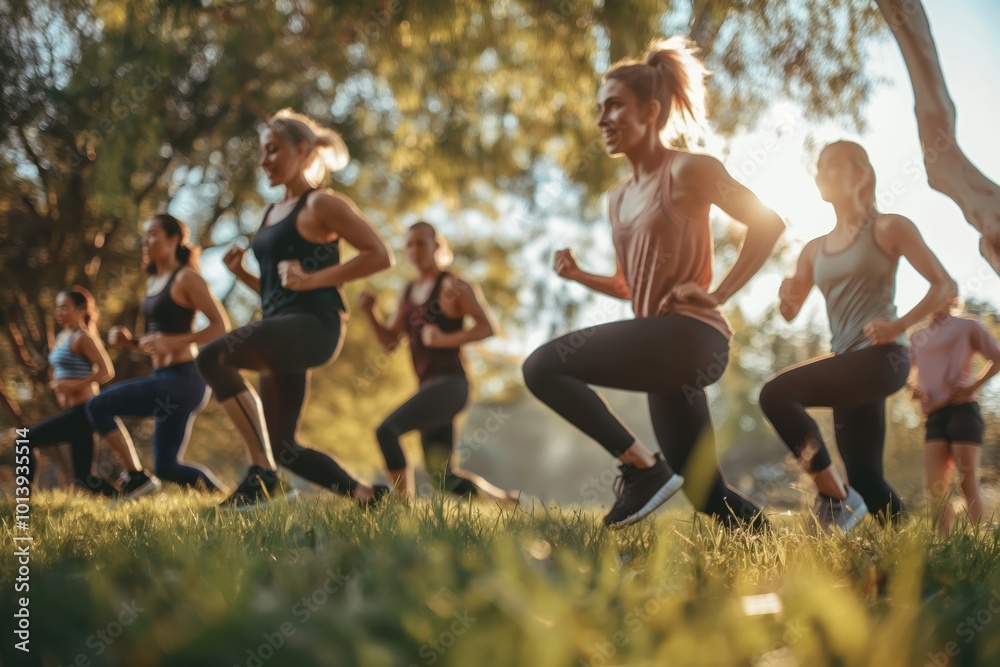 Canvas Prints a group of women running in the park