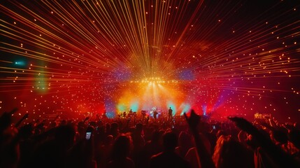 Fototapeta na wymiar Concert Crowd Under a Laser Show