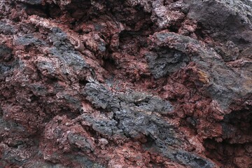 Lava, red ferruginous volcanic rock, National Park Timanfaya Montanas del Fuego, Fire Mountains, Lanzarote, Canary Islands, Spain, Europe