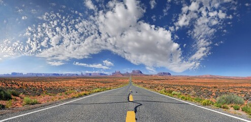 Panorama, road to Monument Valley, Mexican Hat, Utah, USA, North America