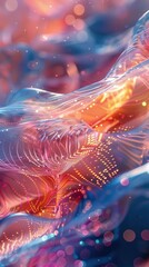 Time and space with dynamic patterns, abstract and expansive, Digital, Cool tones, Illustration, Conceptual depth