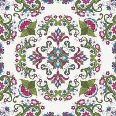 Rosemaling tile, traditional Norwegian decorative pattern. Vector illustration