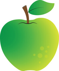 an green apple with green leaf clipart