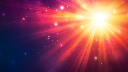 Fototapeta premium Vibrant rays of light spreading across a colorful background.