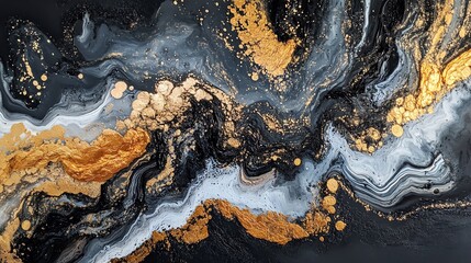 Fototapeta premium Abstract black and gold marble texture design for creative projects.