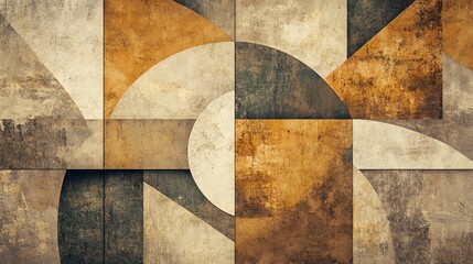 Fototapeta premium Abstract geometric patterns with earthy tones and textures, suitable for various designs.